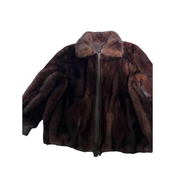 Vintage Mano Swartz Reversible Beaver Fur & Leather Bomber Jacket No Size - Picture 9 of 16